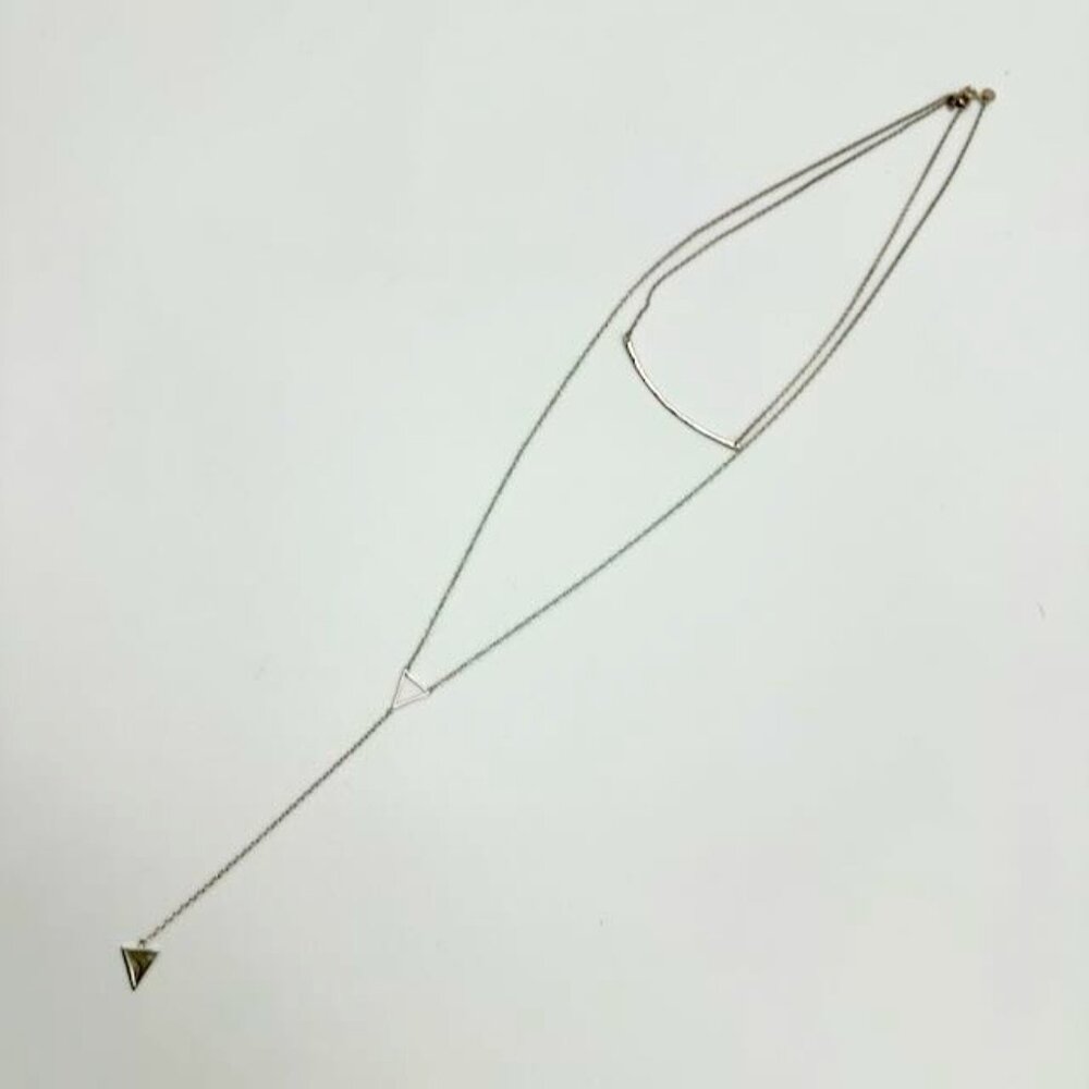 Gorjana Layering set of two silver necklaces - bar + triangles